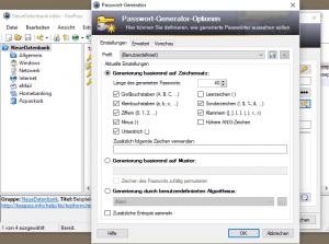 sichere Passwörter mit dem Keepass Passwortgenerator