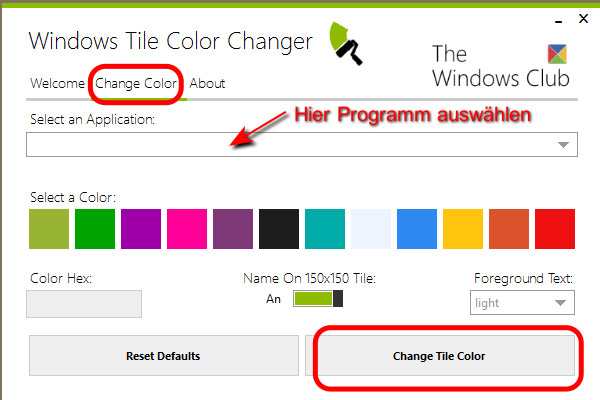 Windows Tile Color Changer